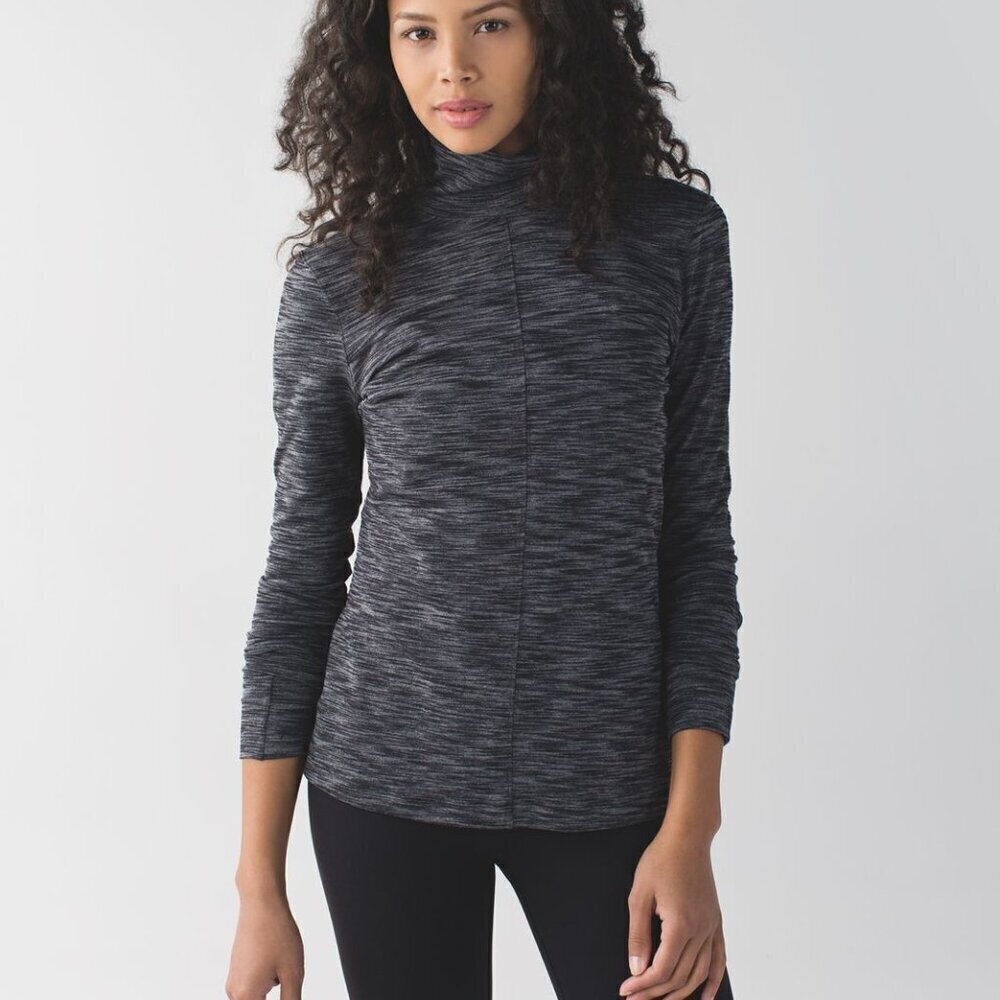 Lululemon &go Take-Off Long Sleeve Turtleneck in Heathered Grey Black Size 6 - Picture 2 of 8